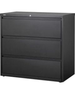 Lorell 42inW Lateral 3-Drawer File Cabinet, Metal, Black