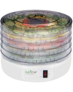 NutriChef Electric Countertop Food Dehydrator, Food Preserver (White)