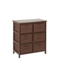 Honey-can-do TBL-03758 Woven Strap 6 Drawer Chest with Wooden Frame - 21.5in x 12in x 24in - 6 x Drawer(s) - Java Brown - Wood, Natural Wood, Fabric