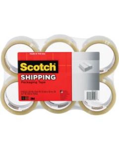 Scotch Shipping Packaging Tape, 2-53/64in x 54.6 Yd., Clear, Pack Of 6 Rolls