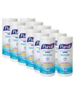 Purell Textured Sanitizing Wipes, Fresh Citrus, 100 Wipes Per Tub, Carton Of 12 Tubs