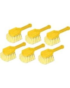 Rubbermaid Commercial Short Handle Utility Brushes, 8in, Yellow, Set Of 6 Brushes