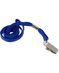 SICURIX Flat Metal Clip Lanyard - 100 / Box - 0.4in Width x 36in Length - Blue