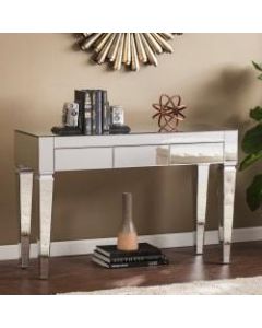 Southern Enterprises Darien Contemporary Mirrored Console Table, Rectangular, Matte Silver/Maroon