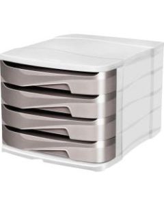 CEP Ellypse Plastic 4-Drawer Organizer, 9 3/4in x 11 1/2in x 15 5/8in, Taupe