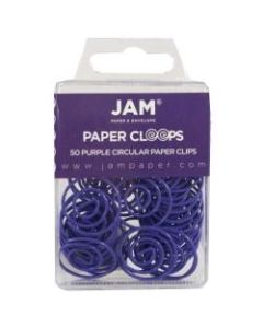 JAM Paper Paper Clips, Papercloops, 1in, 25-Sheet Capacity, Purple, Pack Of 50