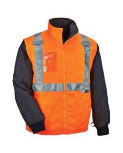 Ergodyne GloWear 8287 Type R Class 2 High-Visibility Thermal Jacket With Removable Sleeves, 2X, Orange