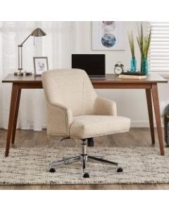 Serta Leighton Home Fabric Mid-Back Chair, Stoneware Beige/Chrome