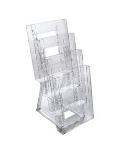 Azar Displays 4-Pocket Crystal Styrene Tiered Modular Brochure Holders, 13 1/4inH x 6 1/4inW x 7 1/2inD, Clear, Pack Of 2