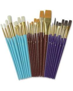 Creativity Street Deluxe Brush Assortment - 24 Brush(es) Natural Wood - Aluminum Ferrule