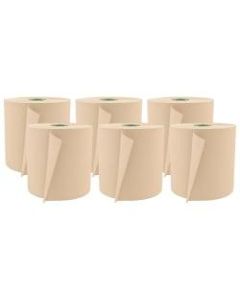 Cascades For Tandem Hardwound 1-Ply Paper Towels, 100% Recycled, Moka, 775ft Per Roll, Pack Of 6 Rolls