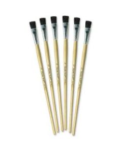 Creativity Street 1/2in Tempera Brush Set - 6 Brush(es) - 0.50in Wood Natural Handle - Aluminum Ferrule