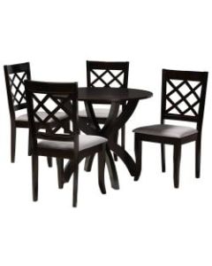 Baxton Studio Savina Dining Set, 29-15/16inH x 35-7/16inW x 35-7/16inD, Gray/Dark Brown