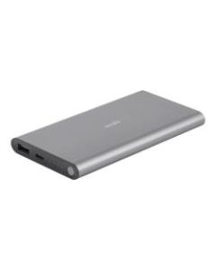 Moshi IonSlim 10K USB-C Portable Battery, Ultra-thin, 10000 mAh, USB-C and USB-A, Aluminum Construction - For Mobile Phone, MacBook, USB Device, MacBook Pro, Smartphone - Lithium Polymer (Li-Polymer) - 10000 mAh - 5 V DC Output - 2 x - Titanium Gray