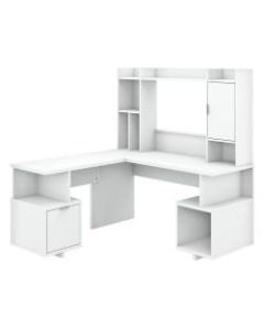 kathy ireland Home by Bush Furniture Madison Avenue 60inW L-Shaped Desk With Hutch, Pure White, Standard Delivery