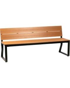 Lorell Faux Wood Outdoor Bench With Backrest, Teak/Black
