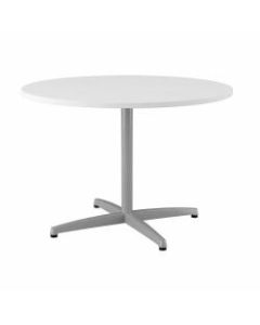 Bush Business Furniture 42inW Round Conference Table With Metal X Base, White, Standard Delivery