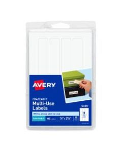 Avery Removable Erasable Multipurpose Labels, 5429, 7/8in x 2 7/8in, White, Pack Of 80