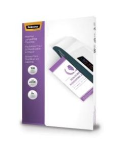 Fellowes Laminating Pouches, Type G, Glossy, 3 mil Thick, 9in x 14.50in, Clear, Pack Of 100
