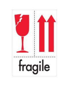 Tape Logic Preprinted International Safe-Handling Labels, DL2151, Fragile, Rectangle, 4in x 6in, Red/White/Black, Roll Of 500