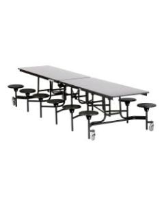 National Public Seating 12ft Rectangle Mobile Table With 12 Stools, Black/Gray Nebula