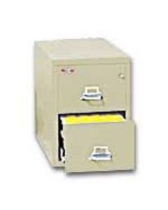 FireKing 25inD Vertical 2-Drawer Legal-Size File Cabinet, Metal, Parchment, White Glove Delivery
