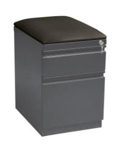 Lorell 19-7/8inD Vertical 2-Drawer Mobile Pedestal File Cabinet With Seat Cushion, Metal, Charcoal