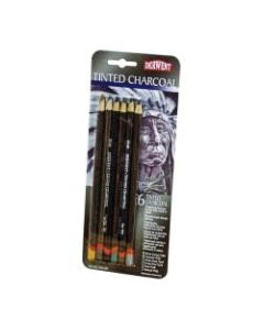 Derwent Tinted Charcoal Pencil Set, 8 mm, Assorted Colors, Set Of 6