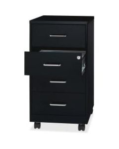 Lorell 26-1/2inD Vertical 4-Drawer Mobile Storage Cabinet, Metal, Black