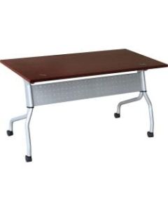 Lorell Flip Top Training Table, 60inW, Mahogany/Silver