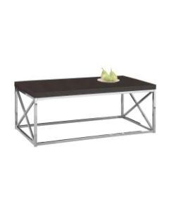 Monarch Specialties Hollow-Core Coffee Table, Rectangle, Cappuccino/Chrome