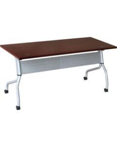 Lorell Flip Top Training Table, 72inW, Mahogany/Silver