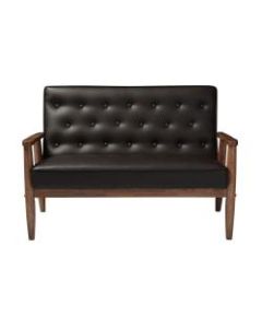 Baxton Studio Noel Loveseat, Brown/Dark Walnut