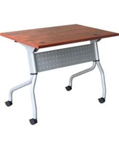 Lorell Flip Top Training Table, 48inW, Cherry/Silver