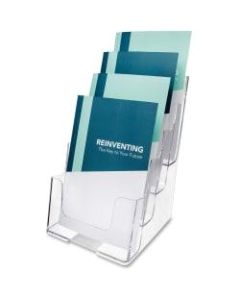 Deflect-O 4-Compartment Booklet Holder, 10inH x 6 13/16inW x 6 5/16inD, Clear