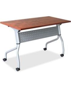Lorell Flip Top Training Table, 60inW, Cherry/Silver