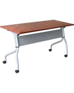 Lorell Flip Top Training Table, 72inW, Cherry/Silver