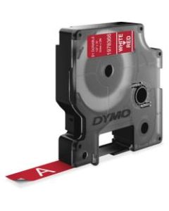 Dymo D1 Durable Labels - 1/2in Width x 10 ft Length - White, Red - 1 Each