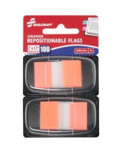 SKILCRAFT 70% Recycled Color Self-Stick Flags, 1in x 1 3/4in, Orange, 50 Flags Per Pad, Pack Of 2 (AbilityOne 7510-01-315-2023)
