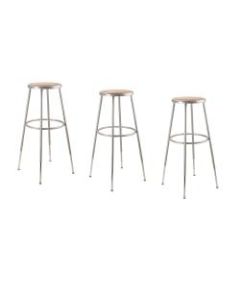 National Public Seating Adjustable Hardboard Stools, 31.5 - 38.5inH, Gray, Set of 3