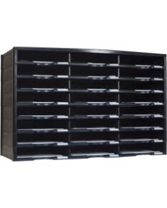 Storex Stackable Literature Sorter - 12000 x Sheet - 24 Compartment(s) - 9.50in x 12in - 20.5in Height x 14.1in Width31.4in Length - Black - Plastic, Polystyrene - 1 Each