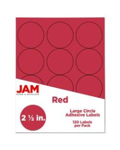 JAM Paper Circle Labels, 2-1/2in, Red, Pack Of 120 Labels
