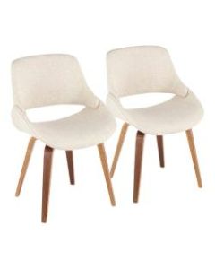 LumiSource Fabrico Dining Chairs, Walnut/Cream Noise, Set Of 2 Chairs