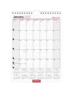 Office Depot Brand Monthly Wall Calendar, 8in x 11in, White, January To December 2022, OD301328