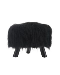 Linon Home Decor Products Claire Faux Fur Ottoman, Black