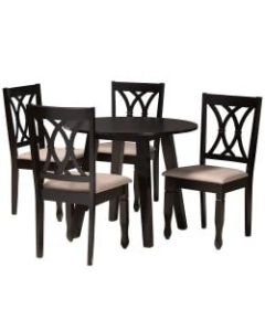 Baxton Studio Millie 5-Piece Dining Set, 29-15/16inH x 35-7/16inW x 35-7/16inD, Sand/Dark Brown