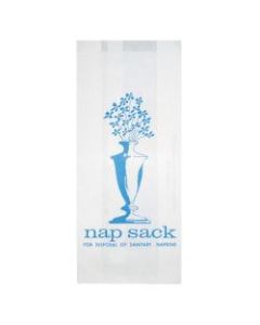 Bagcraft Nap Sack Sanitary Disposal Bags, 9inH x 4inW x 2inD, White, Pack Of 1,000 Bags