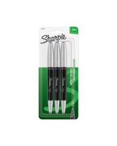 Sharpie Soft-Grip Pens, Fine Point, 0.8 mm, Black Barrel, Assorted Ink Colors, Pack Of 3