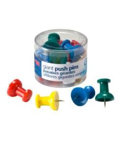 OIC Giant Pushpins, Assorted Colors, Pack Of 12