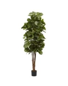 Nearly Natural 6ftH Polyester Fiddle Leaf Fig Tree With Pot, Green